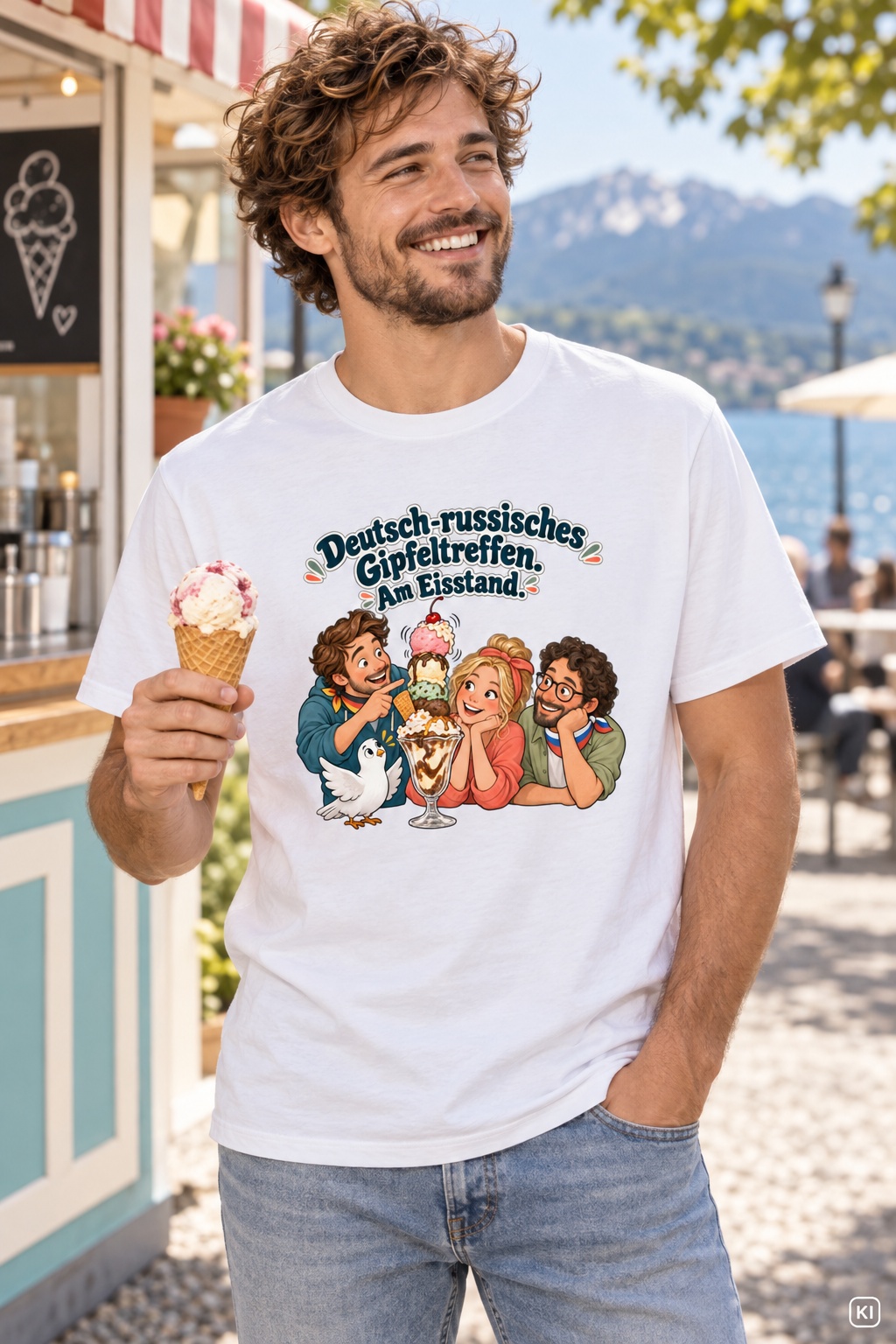 Deutsch-russisches Gipfeltreffen. Am Eisstand. (Gipfeltreffen am Eisstand) – T-Shirt · Motiv 2 – Bild 10