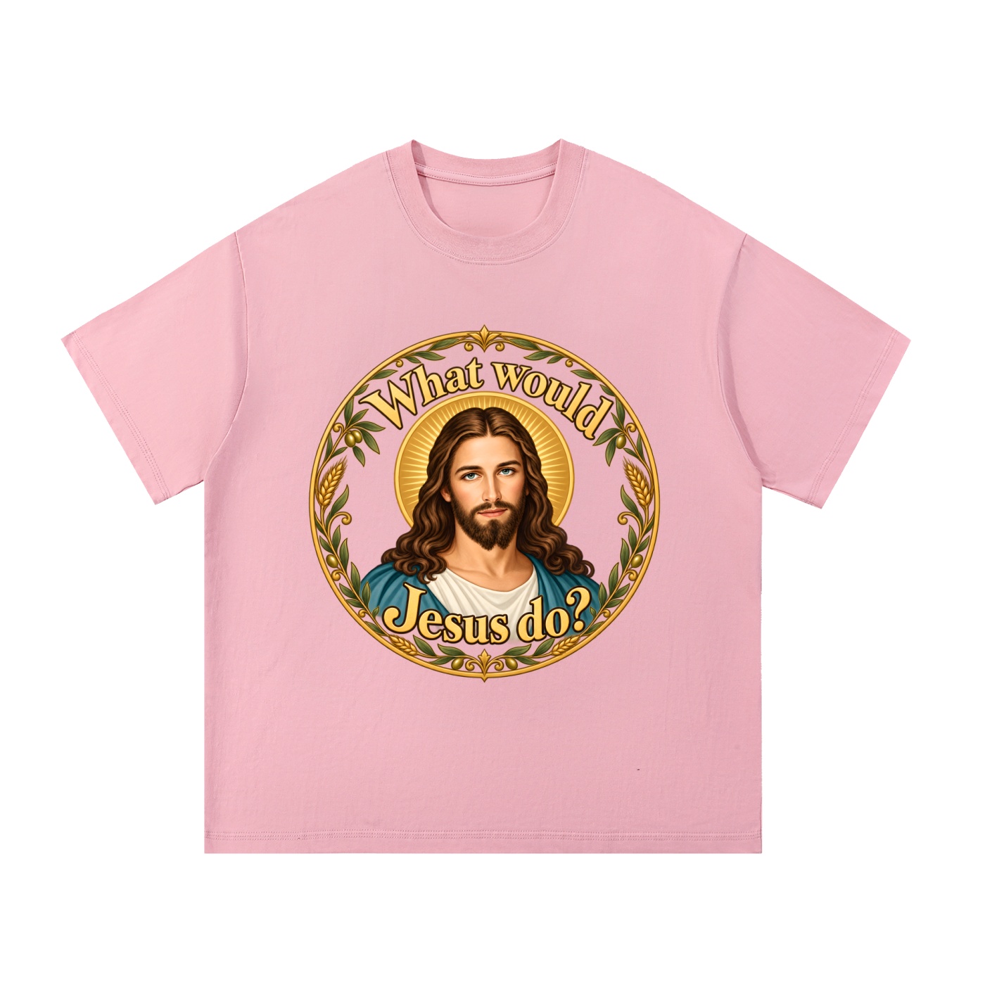 Was würde Jesus tun? Goldener Kranz (Variante 4) – T-Shirt – Bild 10