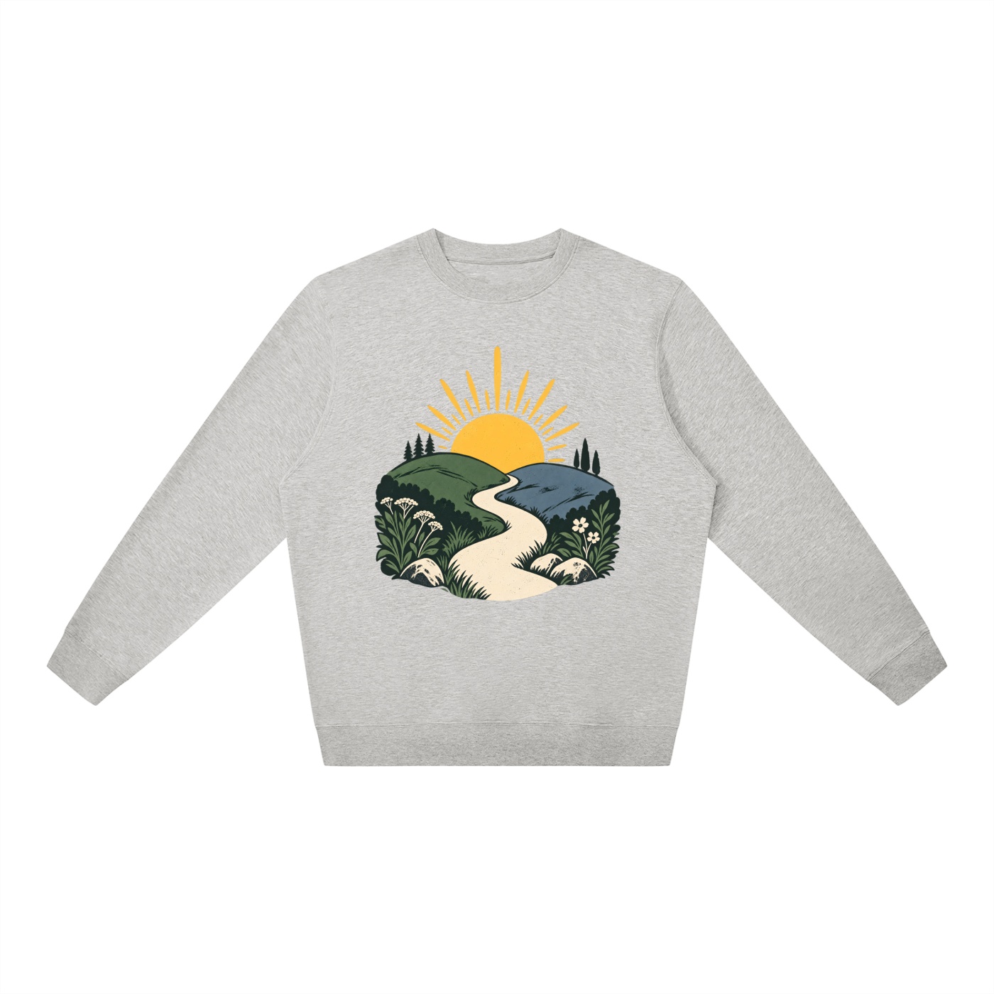 Kleine Fluchten – Sonne und Weg – Sweatshirt – Vorderansicht