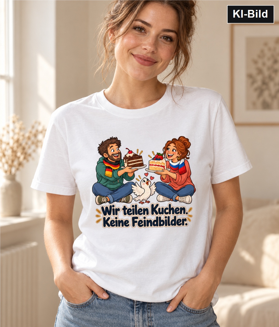 Wir teilen Kuchen. Keine Feindbilder. (Kuchen teilen) – T-Shirt · Motiv 3 – Bild 7