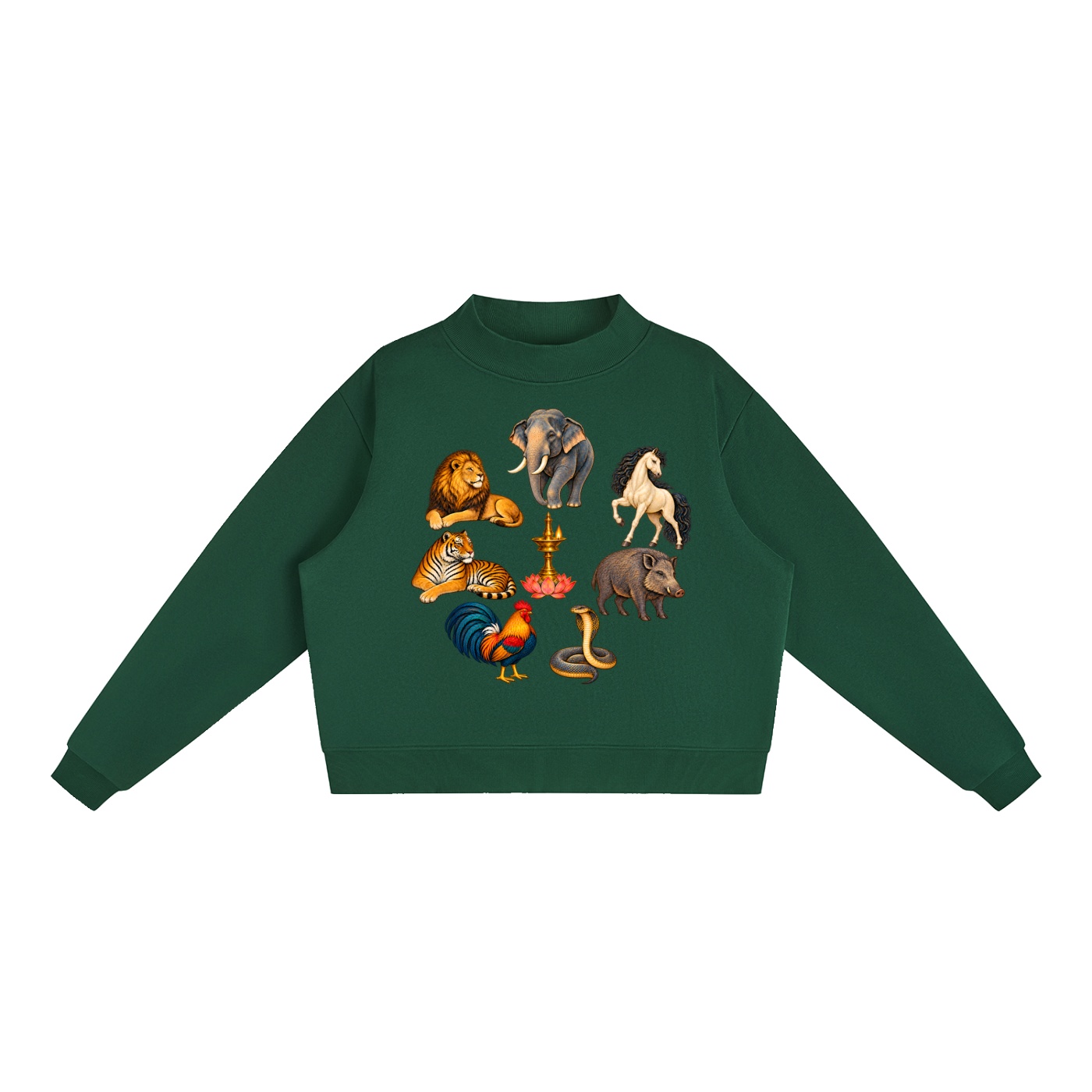 Kalari A – Damen-Fleece-Sweatshirt, Freie Komposition in Schwarzgrün