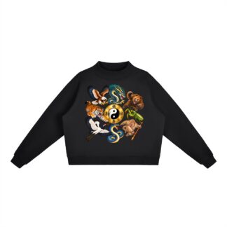 Kung-Fu A – Damen-Fleece-Sweatshirt, Dynamische Tiere