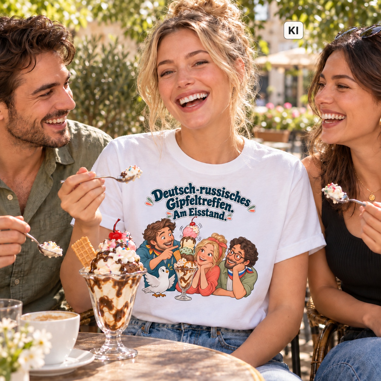 Deutsch-russisches Gipfeltreffen. Am Eisstand. (Gipfeltreffen am Eisstand) – T-Shirt · Motiv 2 – Bild 9
