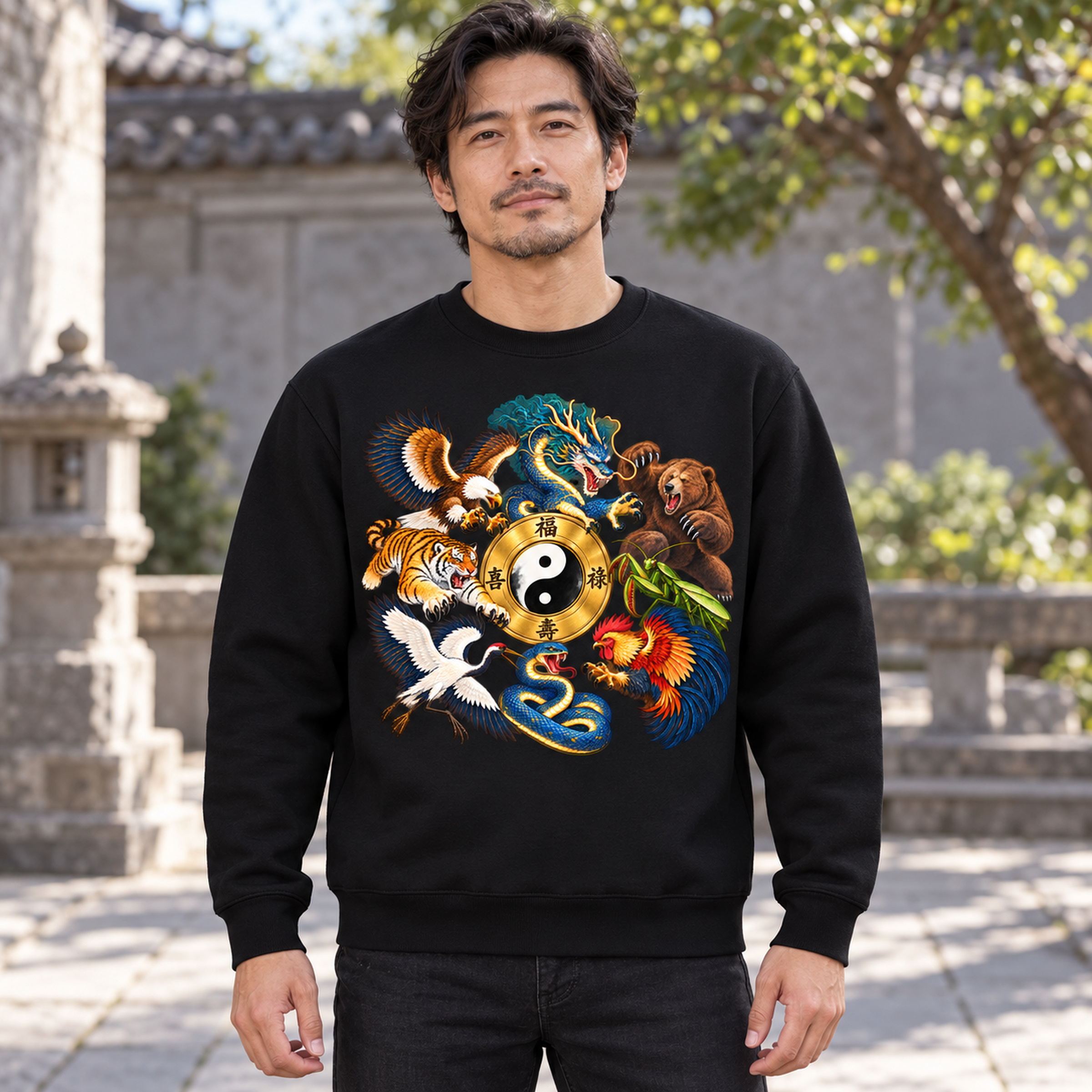 Kung-Fu B – Oversize-Sweatshirt, Dynamische Tiere – Bild 2