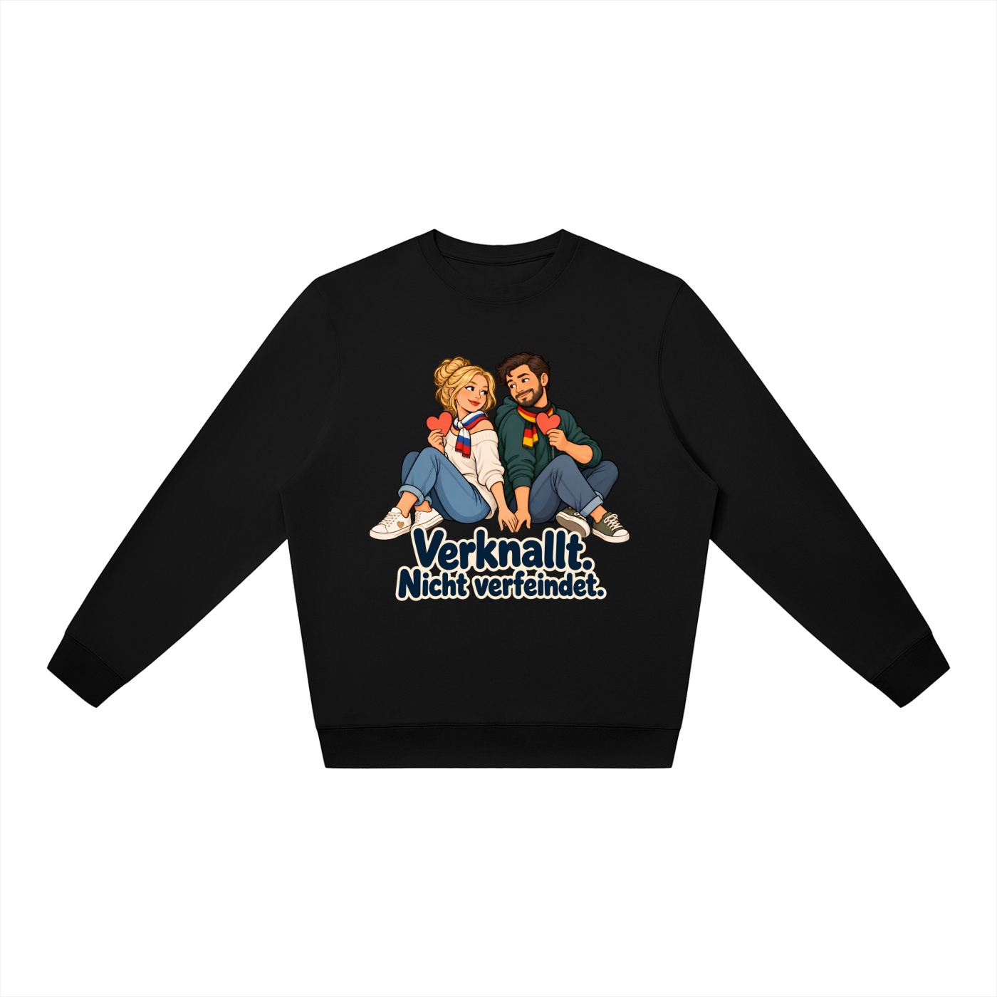 Verknallt. Nicht verfeindet. (Papierherzen) – Sweatshirt
