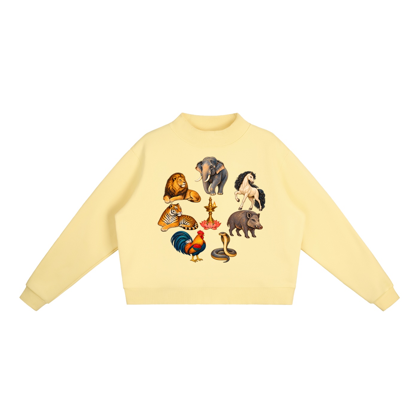 Kalari A – Damen-Fleece-Sweatshirt, Freie Komposition in Gelb