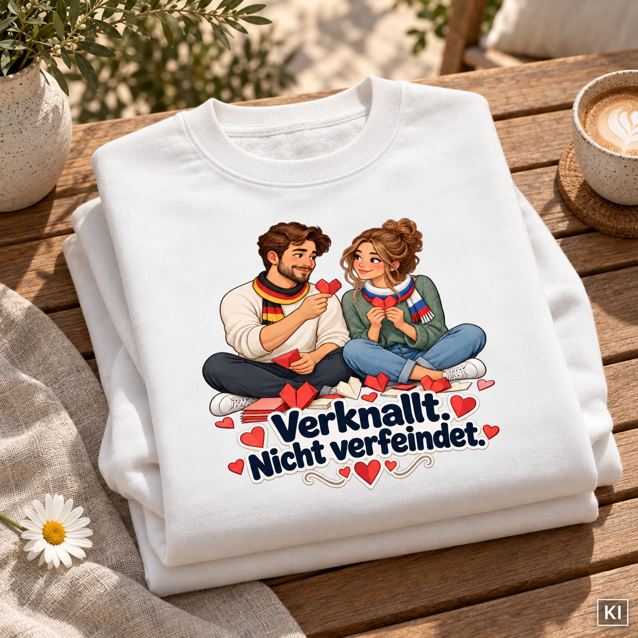 Verknallt. Nicht verfeindet. (Papierherzen) – Sweatshirt · Motiv 3 – Bild 7
