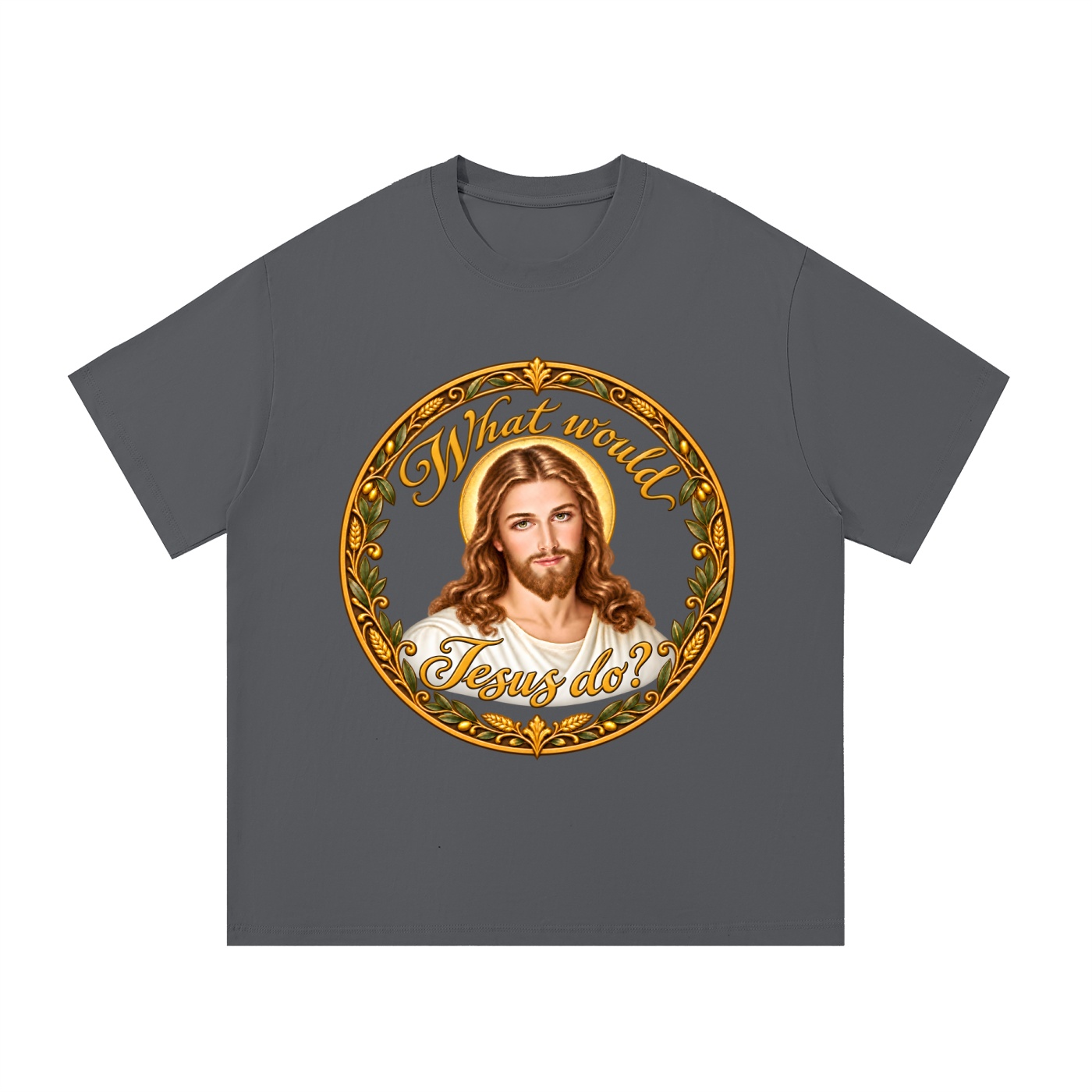 Was würde Jesus tun? Kalligrafie-Kranz – T-Shirt – Bild 12