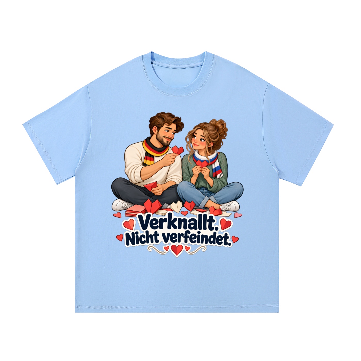 Verknallt. Nicht verfeindet. (Papierherzen) – T-Shirt · Motiv 3 – Bild 3