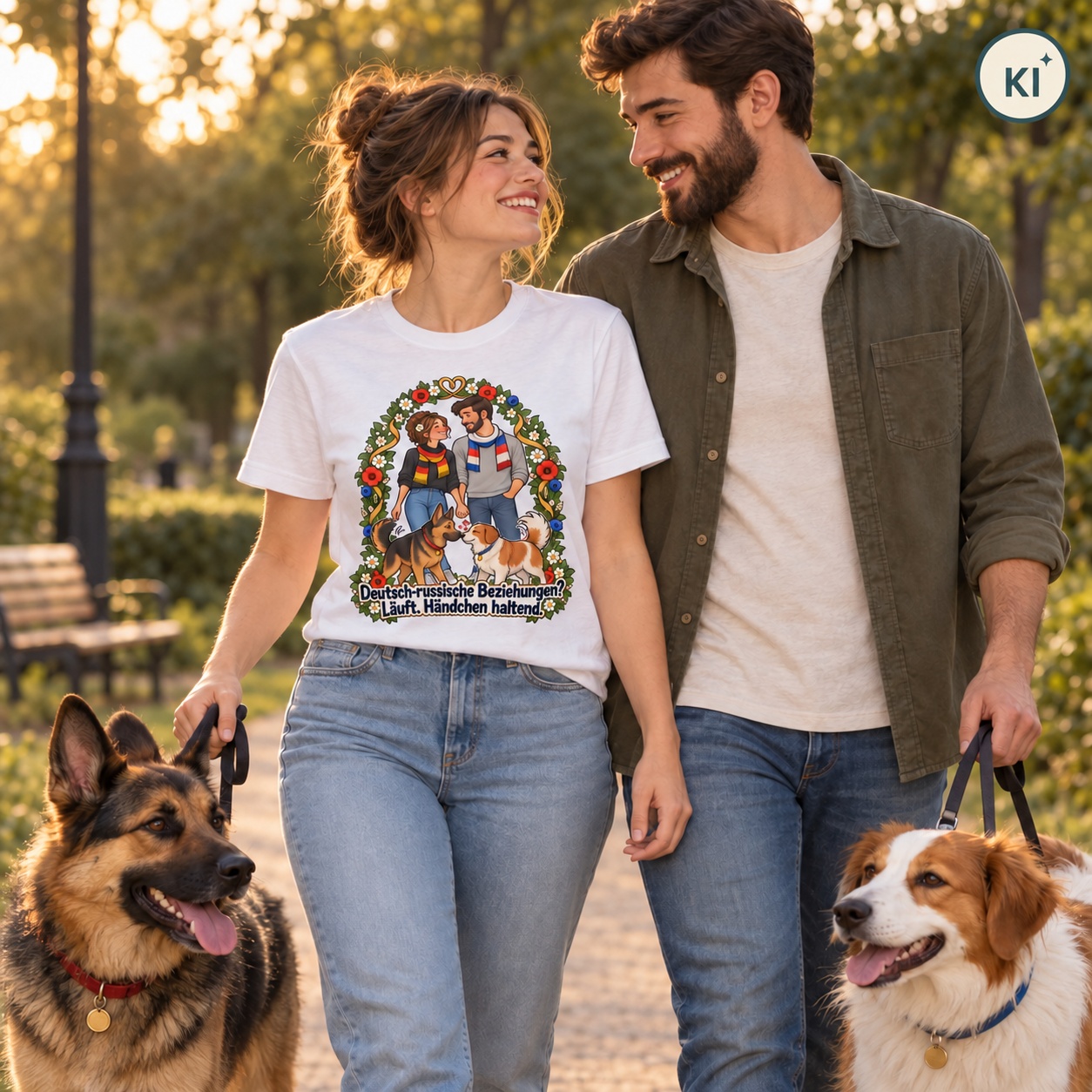 Deutsch-russische Beziehungen? Läuft. Händchen haltend. (Händchen haltend) – T-Shirt · Motiv 3 – Bild 6