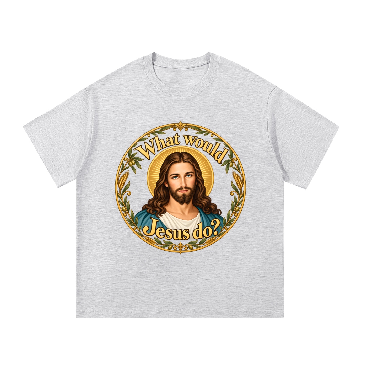 Was würde Jesus tun? Goldener Kranz (Variante 4) – T-Shirt – Bild 8