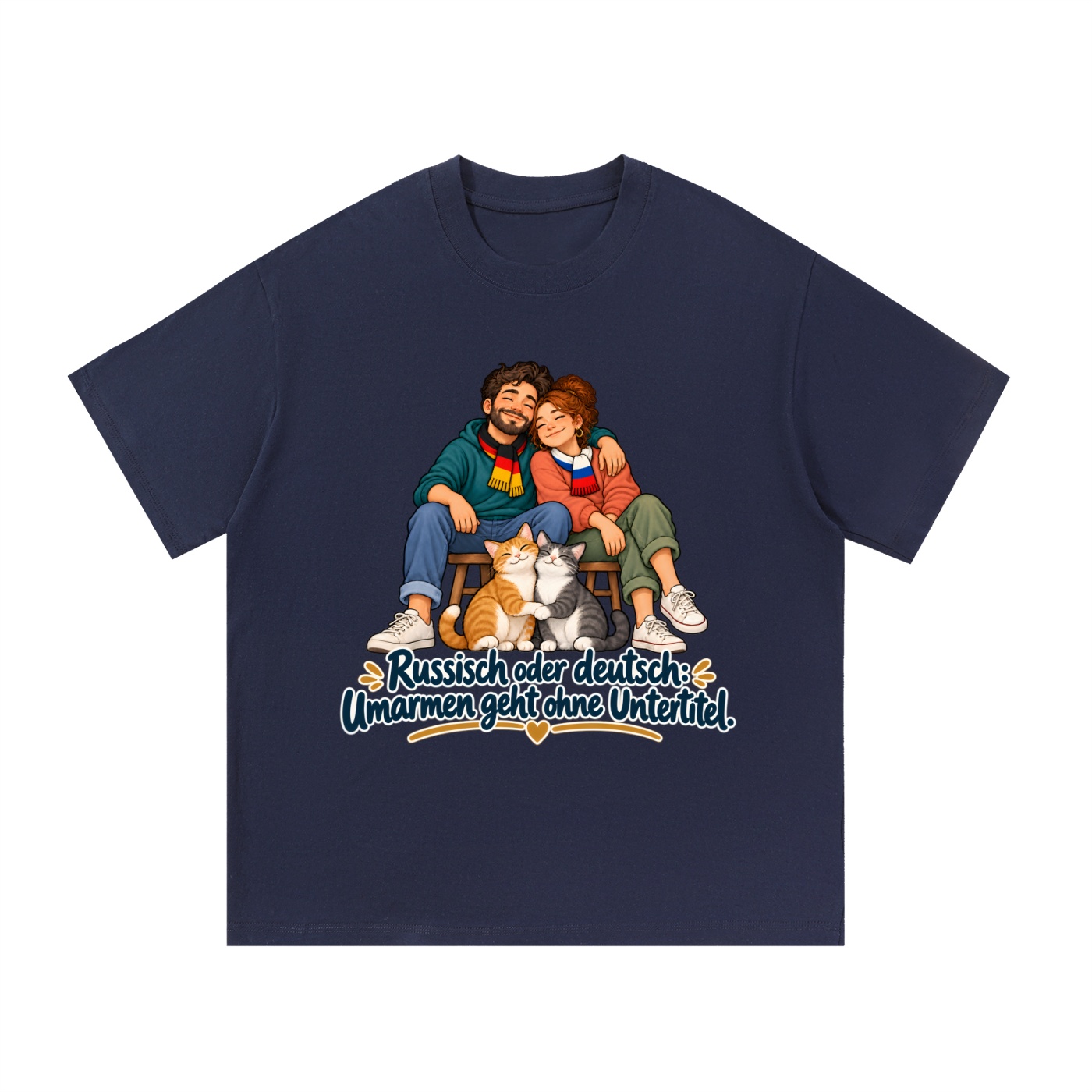 Russisch oder deutsch: Umarmen geht ohne Untertitel. (Umarmen ohne Untertitel) – T-Shirt – Bild 15