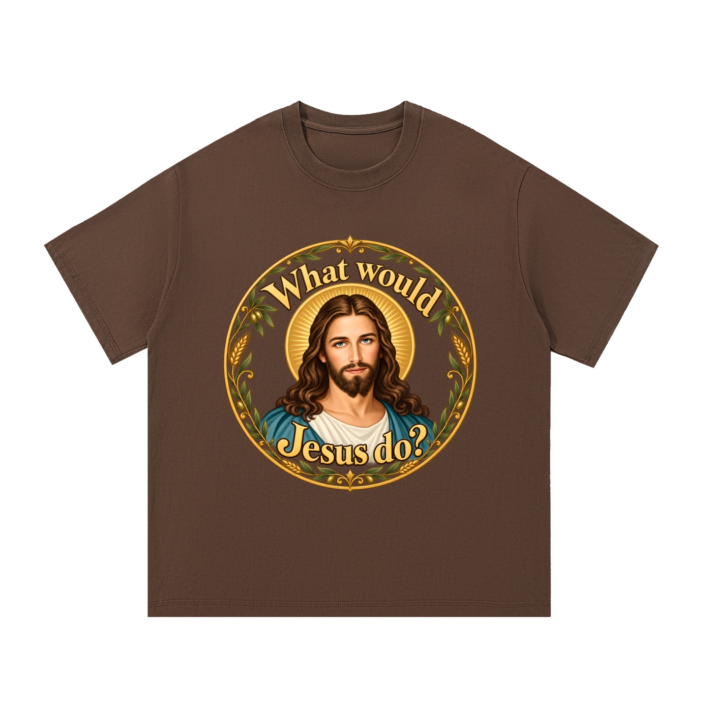 Was würde Jesus tun? Goldener Kranz (Variante 4) – T-Shirt – Bild 14