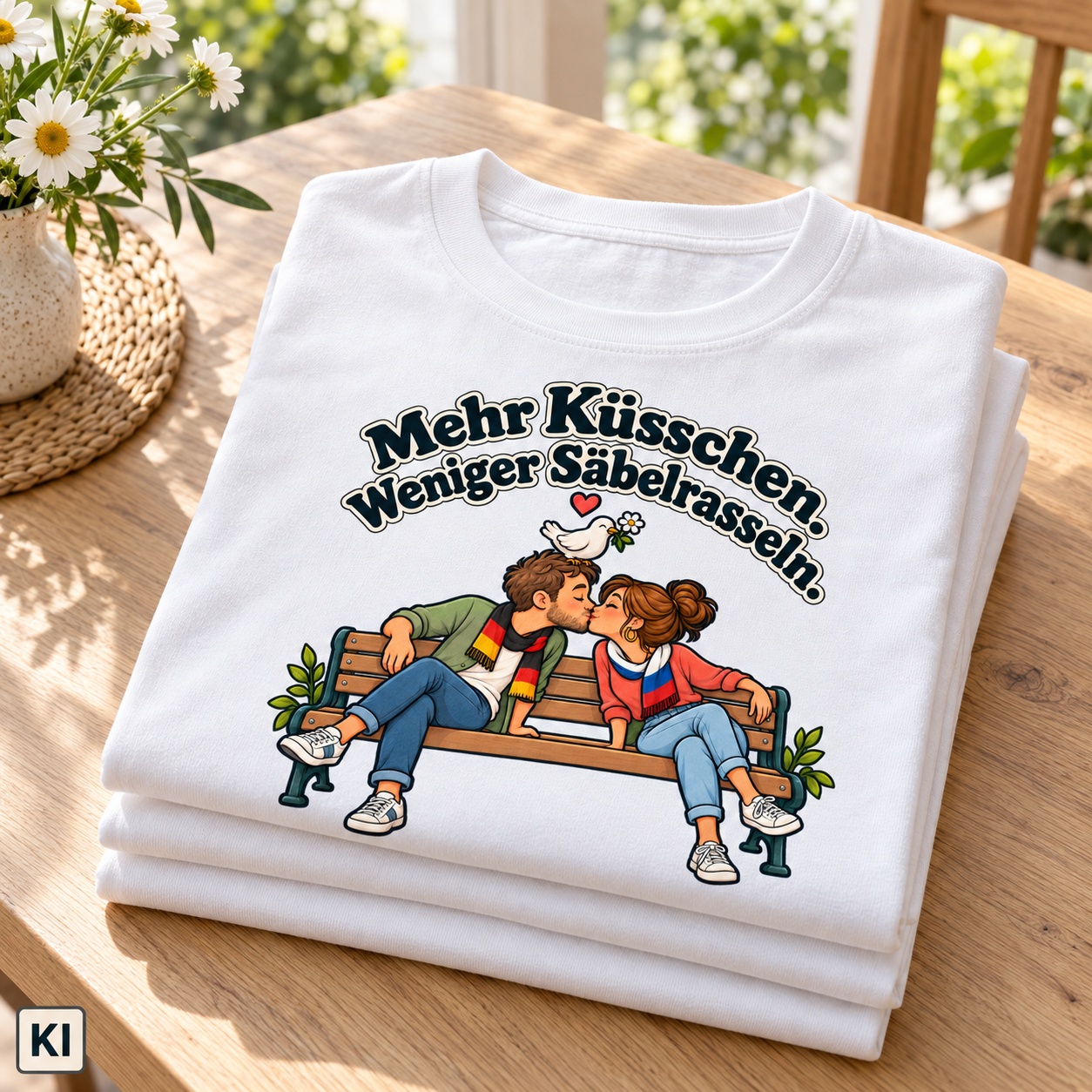 Mehr Küsschen. Weniger Säbelrasseln. (Mehr Küsschen) – T-Shirt · Variante 3 – Bild 6