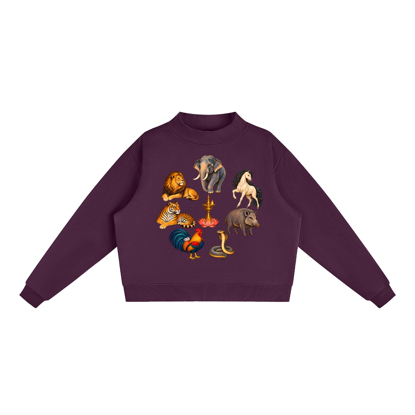 Kalari A – Damen-Fleece-Sweatshirt, Freie Komposition in Dunkelviolett