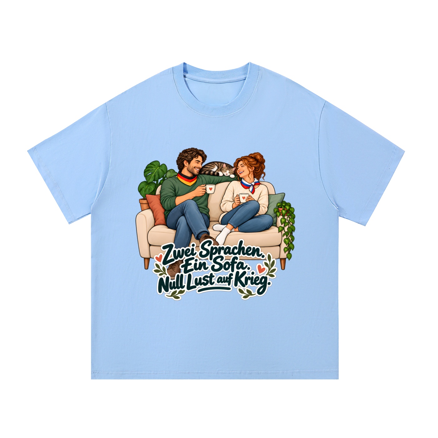 Zwei Sprachen. Ein Sofa. Null Lust auf Krieg. (Zwei Sprachen, ein Sofa) – T-Shirt · Motiv 2 – Bild 6