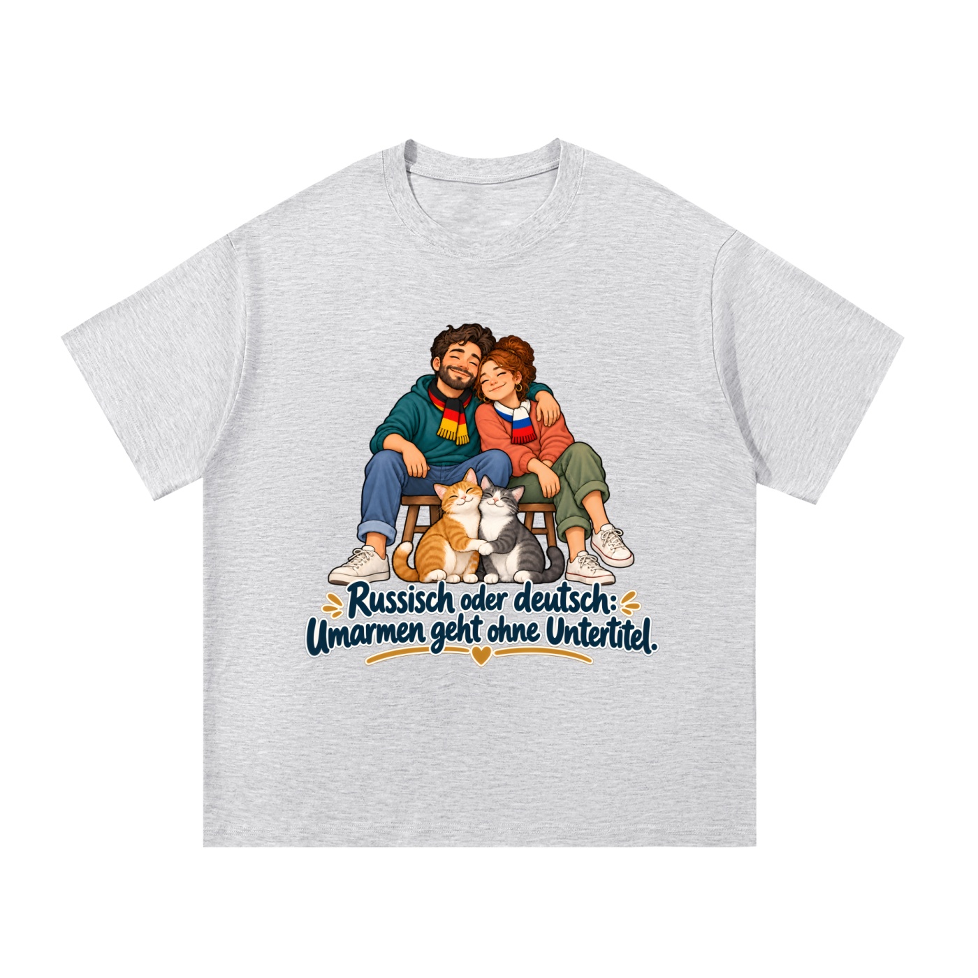 Russisch oder deutsch: Umarmen geht ohne Untertitel. (Umarmen ohne Untertitel) – T-Shirt – Bild 9