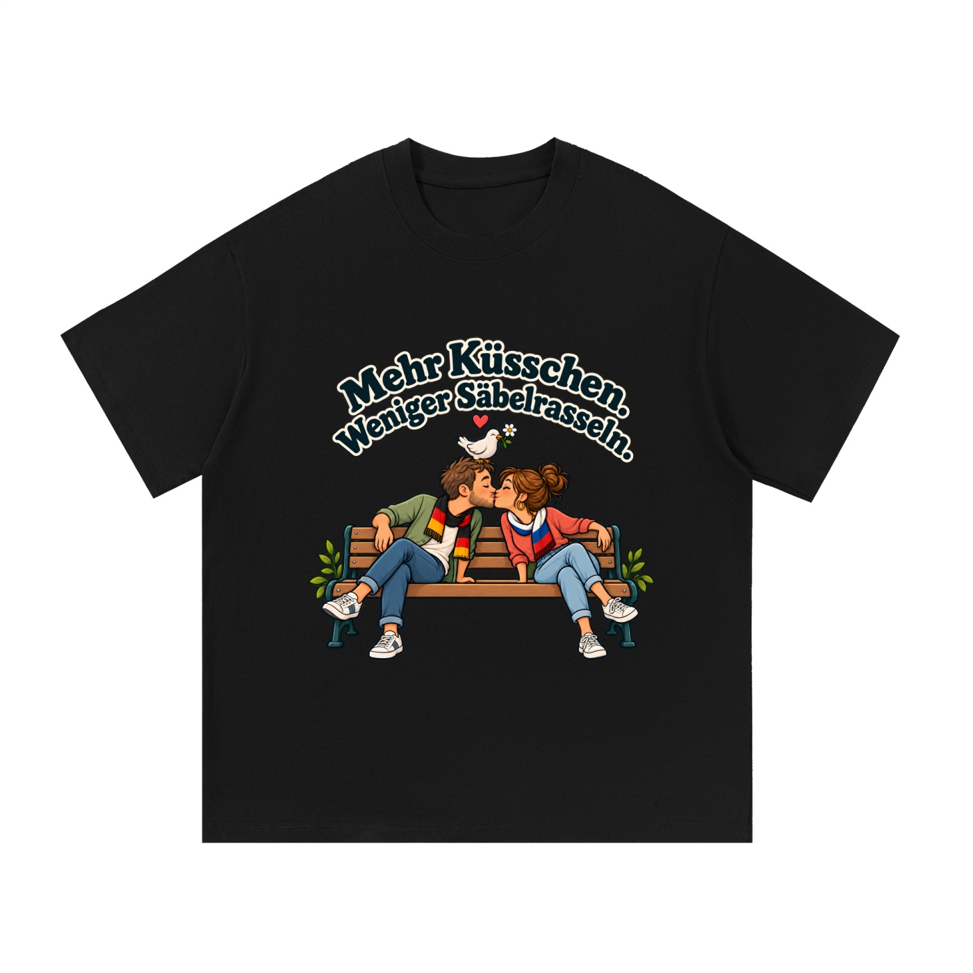 Mehr Küsschen. Weniger Säbelrasseln. (Mehr Küsschen) – T-Shirt · Variante 3