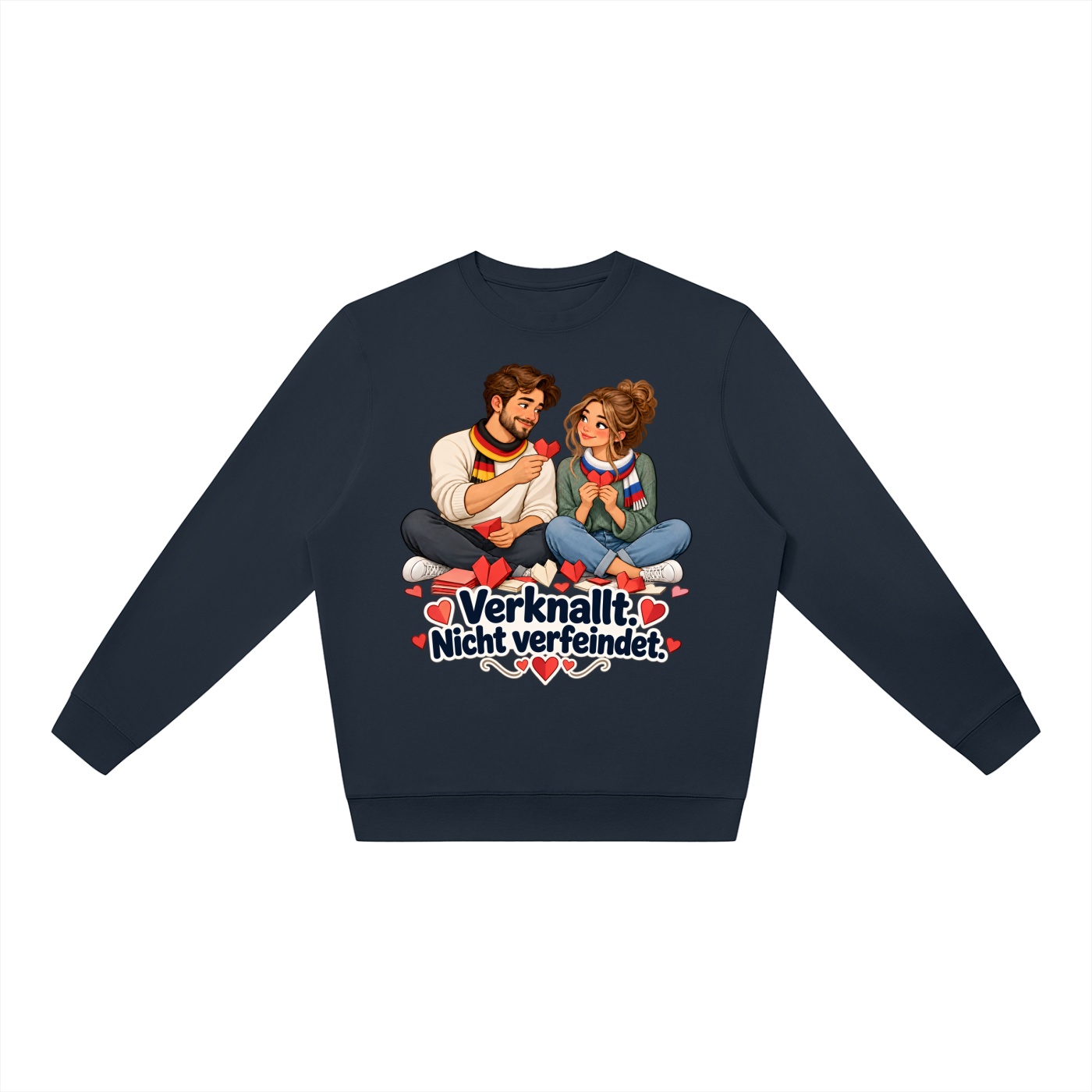 Verknallt. Nicht verfeindet. (Papierherzen) – Sweatshirt · Motiv 3 – Bild 5