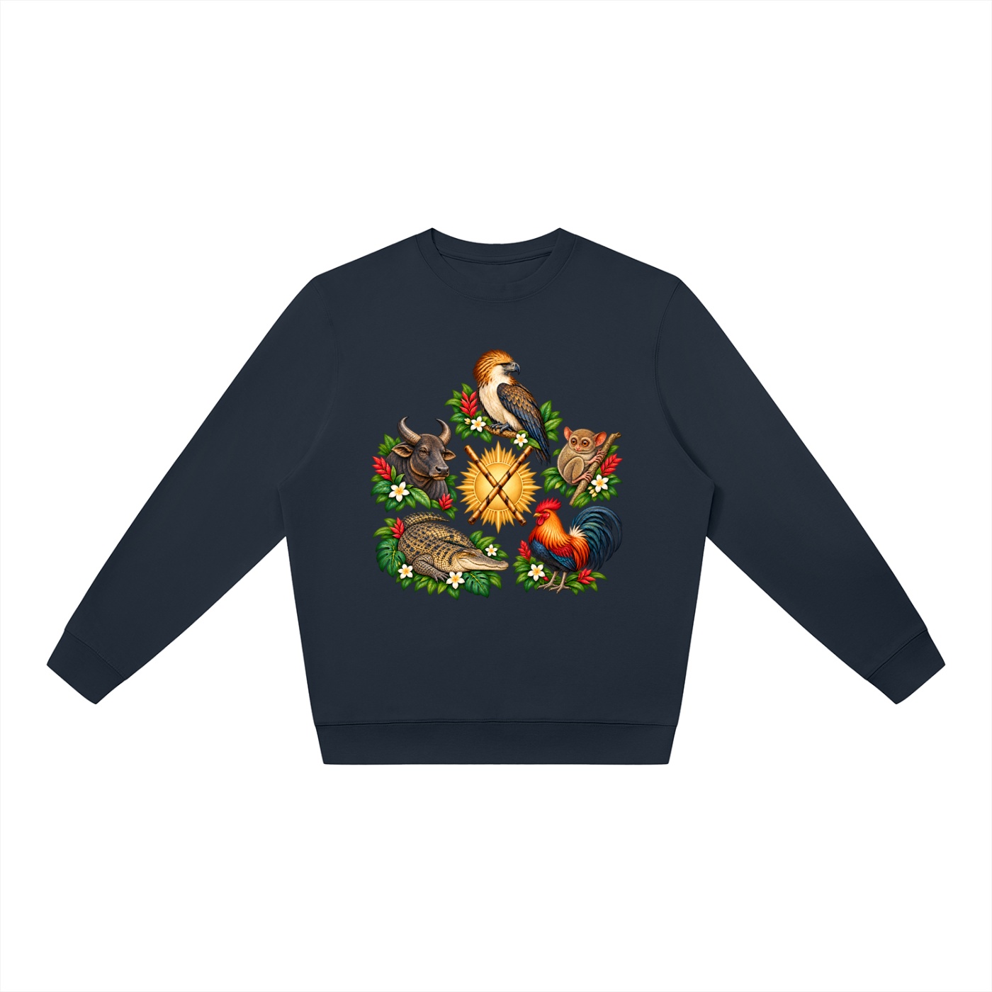 Philippinen A – Oversize-Sweatshirt, Freie Komposition in Marineblau
