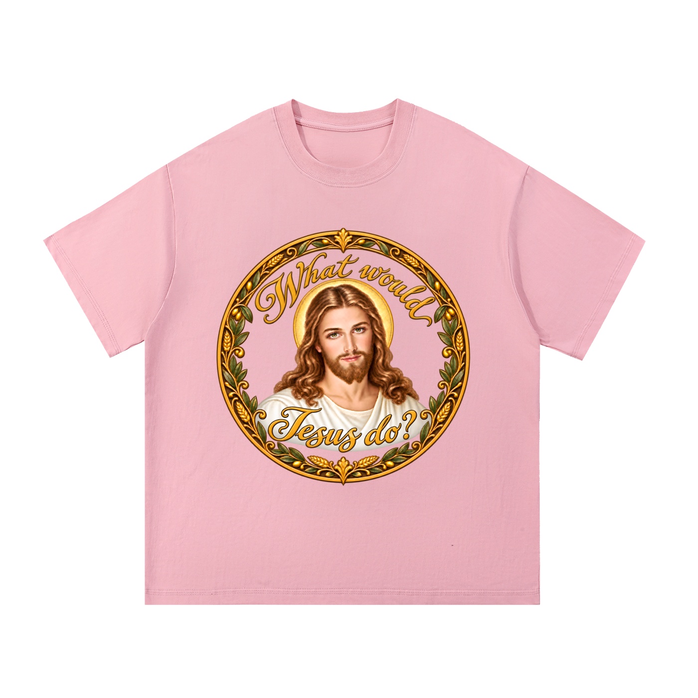 Was würde Jesus tun? Kalligrafie-Kranz – T-Shirt – Bild 10