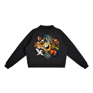 Kung-Fu B – Damen-Fleece-Sweatshirt, Dynamische Tiere