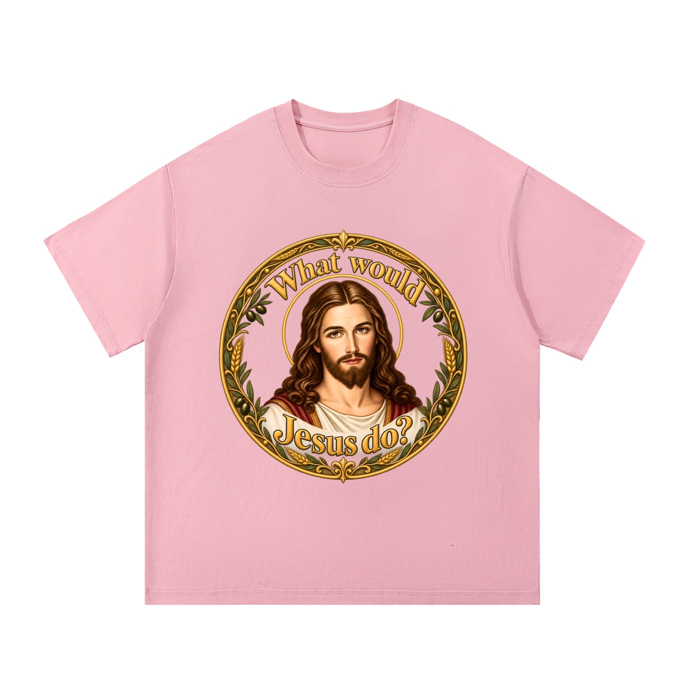 Was würde Jesus tun? Goldener Kranz (Variante 2) – T-Shirt – Bild 10