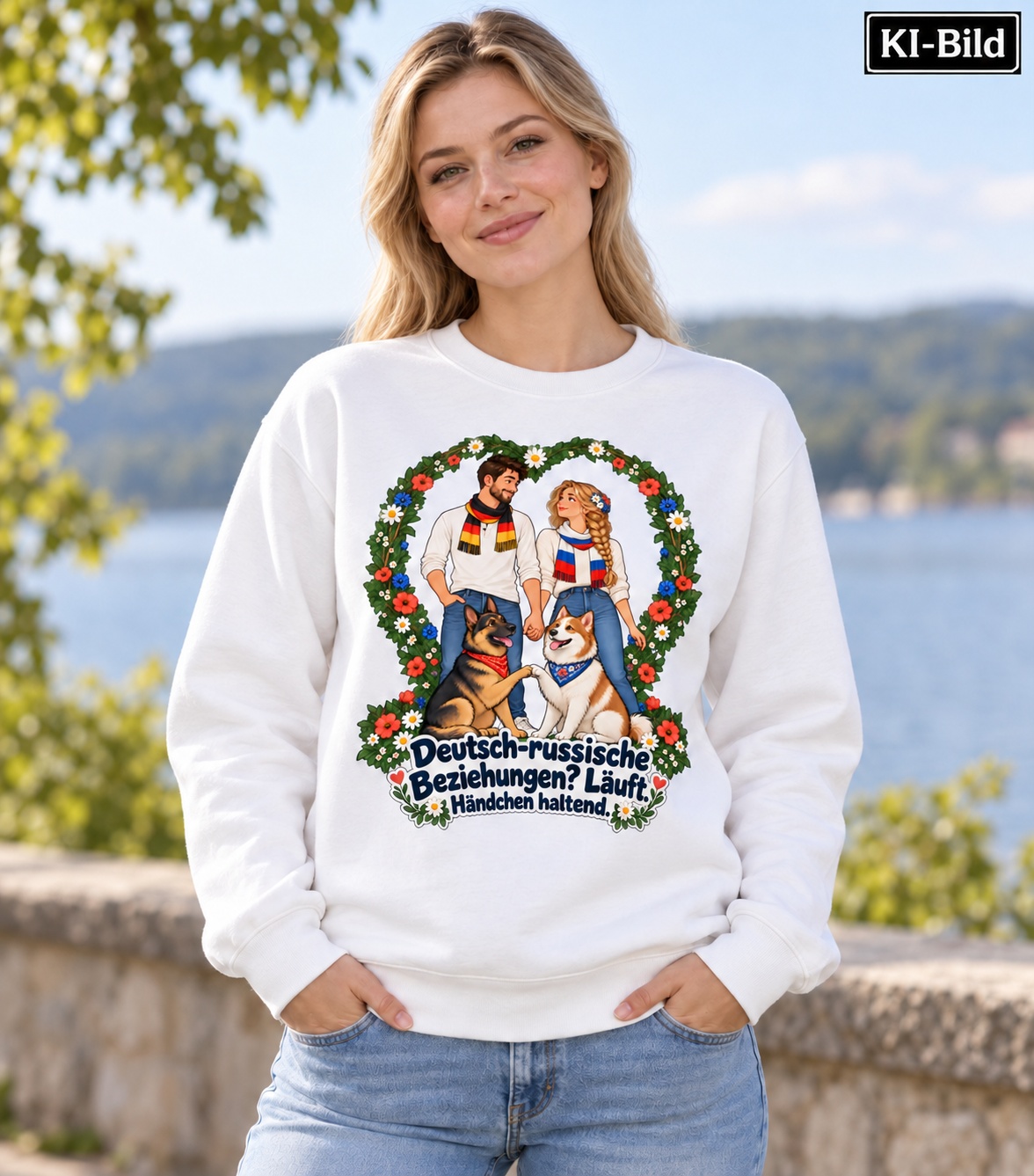 Deutsch-russische Beziehungen? Läuft. Händchen haltend. (Händchen haltend) – Sweatshirt – Bild 13