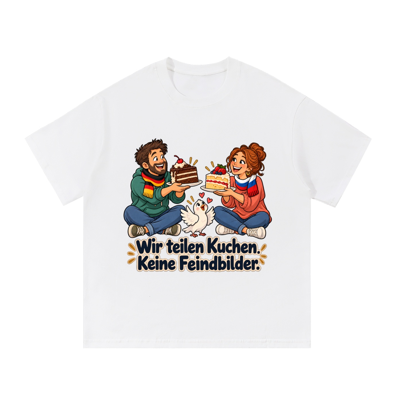 Wir teilen Kuchen. Keine Feindbilder. (Kuchen teilen) – T-Shirt · Motiv 3 – Bild 3