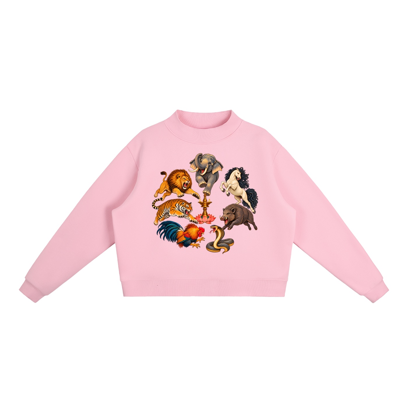 Kalari A – Damen-Fleece-Sweatshirt, Dynamische Tiere in Rosa
