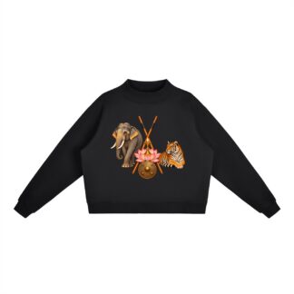 Kalari B – Damen-Fleece-Sweatshirt, Freie Komposition in Schwarz