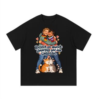 Russisch oder deutsch: Umarmen geht ohne Untertitel. (Umarmen ohne Untertitel) – T-Shirt · Motiv 2