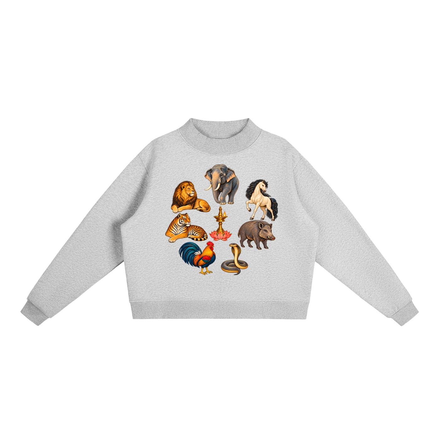 Kalari A – Damen-Fleece-Sweatshirt, Freie Komposition in Blumengrau