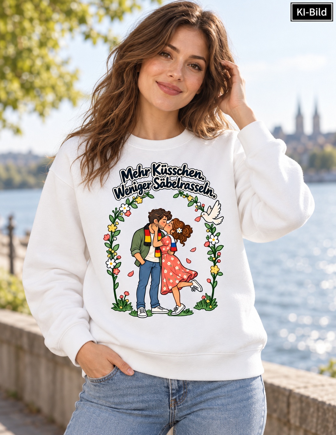Mehr Küsschen. Weniger Säbelrasseln. (Mehr Küsschen) – Sweatshirt · Motiv 2 – Bild 13
