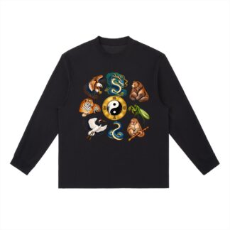 Kung-Fu A – Langarmshirt, Freie Komposition in Schwarz
