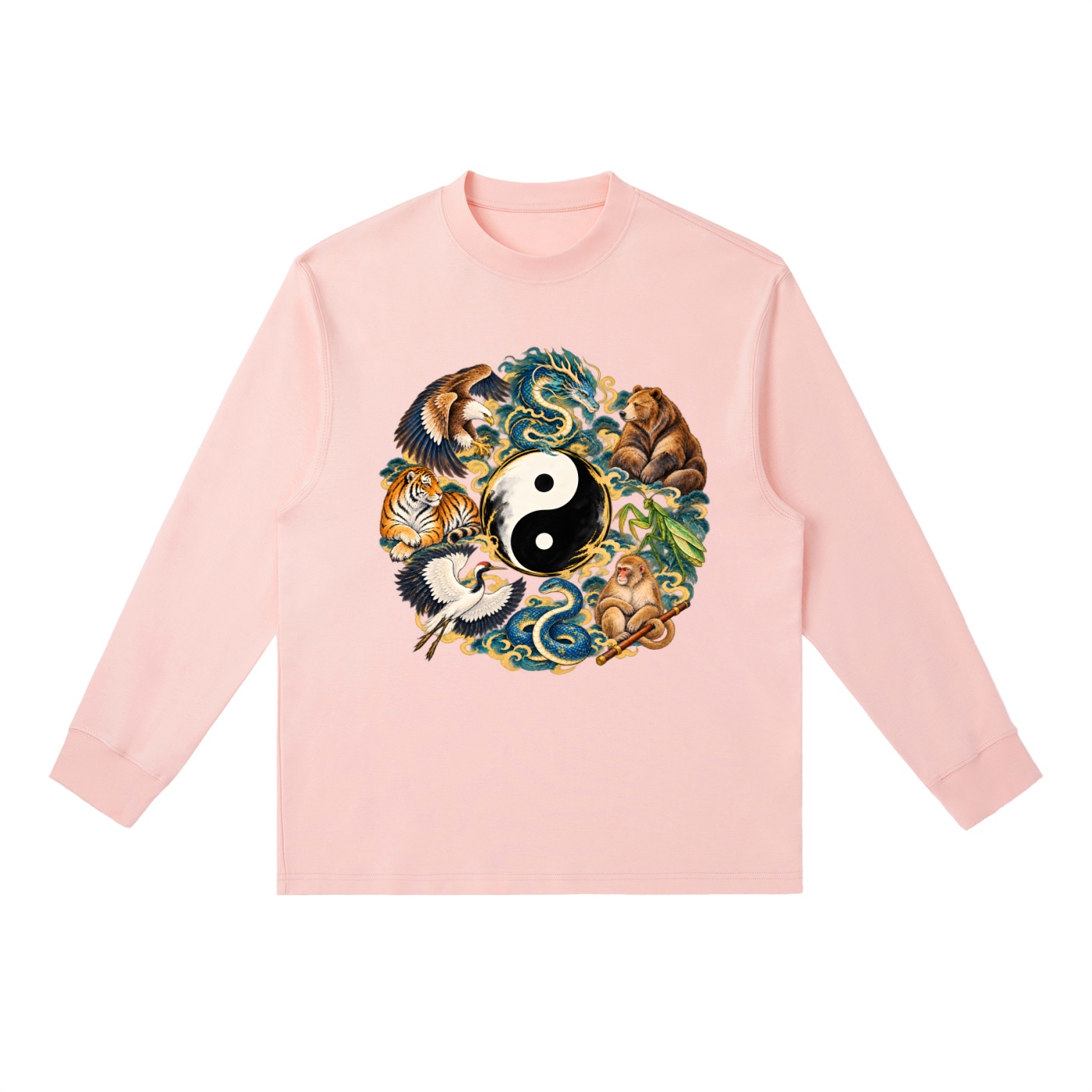 Kung Fu Tierkreis mit Bär – Langarmshirt Unisex in Rosa