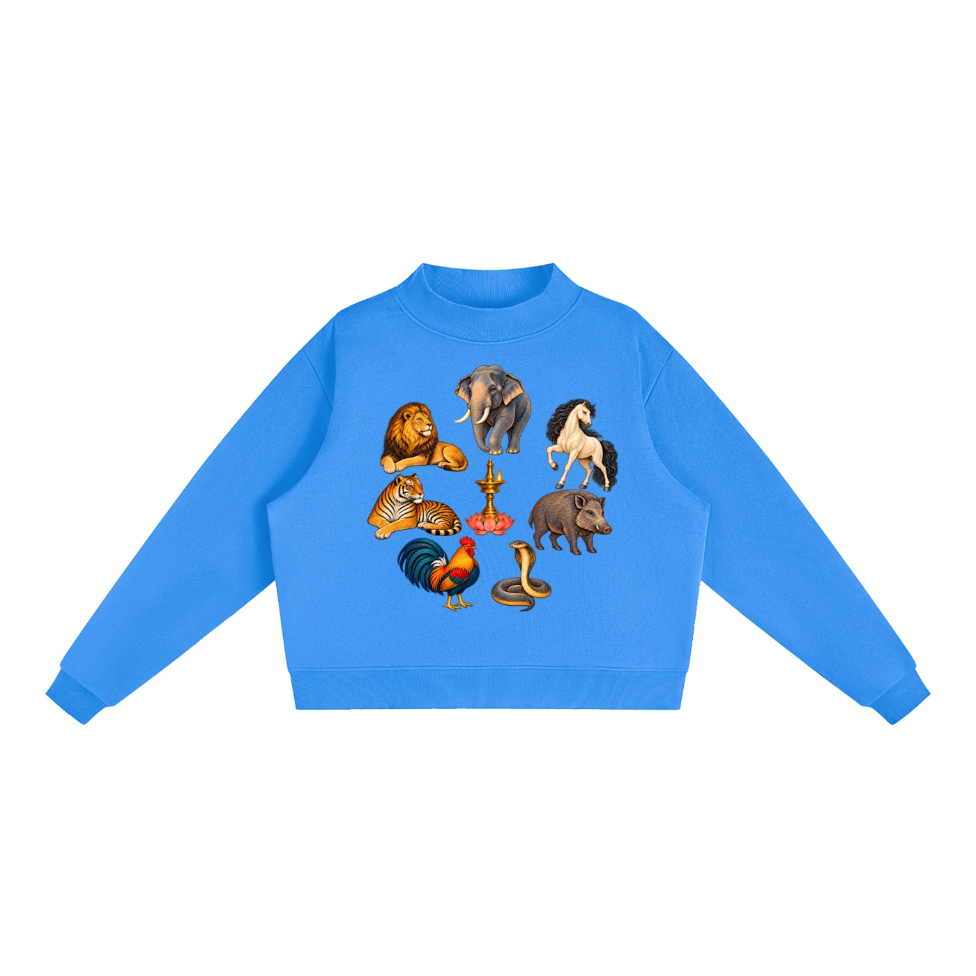 Kalari A – Damen-Fleece-Sweatshirt, Freie Komposition in Blau