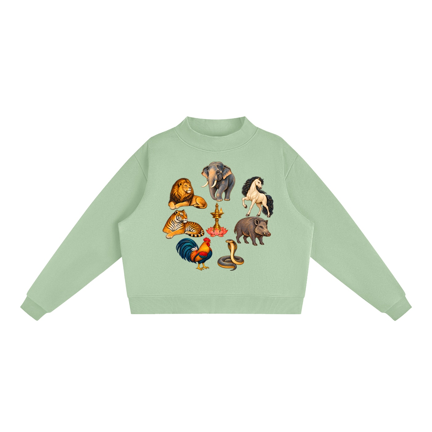 Kalari A – Damen-Fleece-Sweatshirt, Freie Komposition in Mintgrün