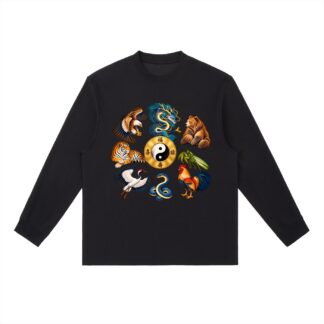 Kung-Fu B – Langarmshirt, Freie Komposition in Schwarz