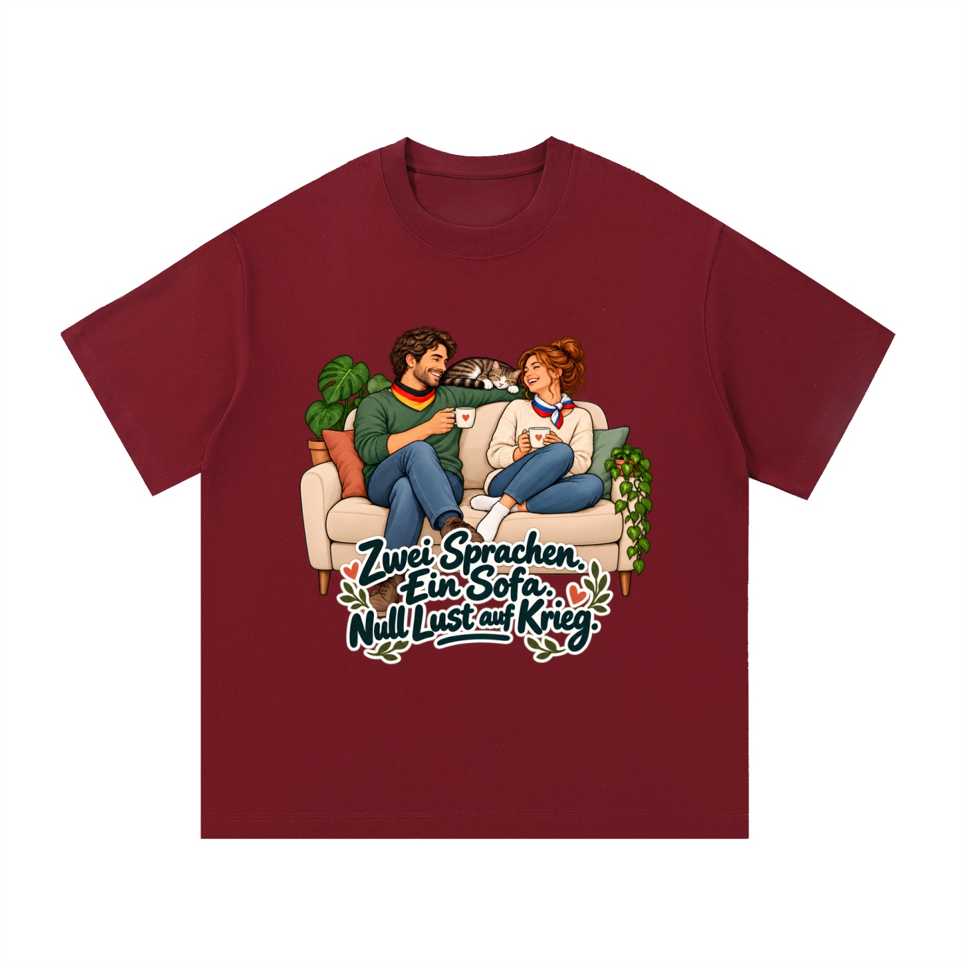 Zwei Sprachen. Ein Sofa. Null Lust auf Krieg. (Zwei Sprachen, ein Sofa) – T-Shirt · Motiv 2 – Bild 16