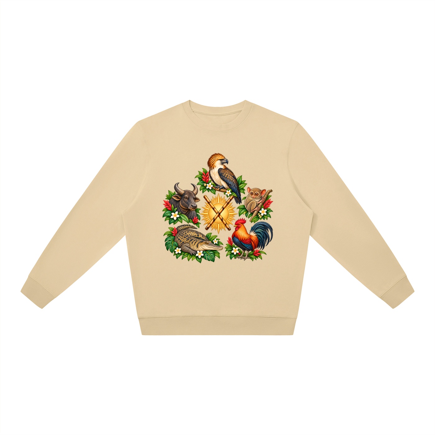 Philippinen A – Oversize-Sweatshirt, Freie Komposition in Khaki