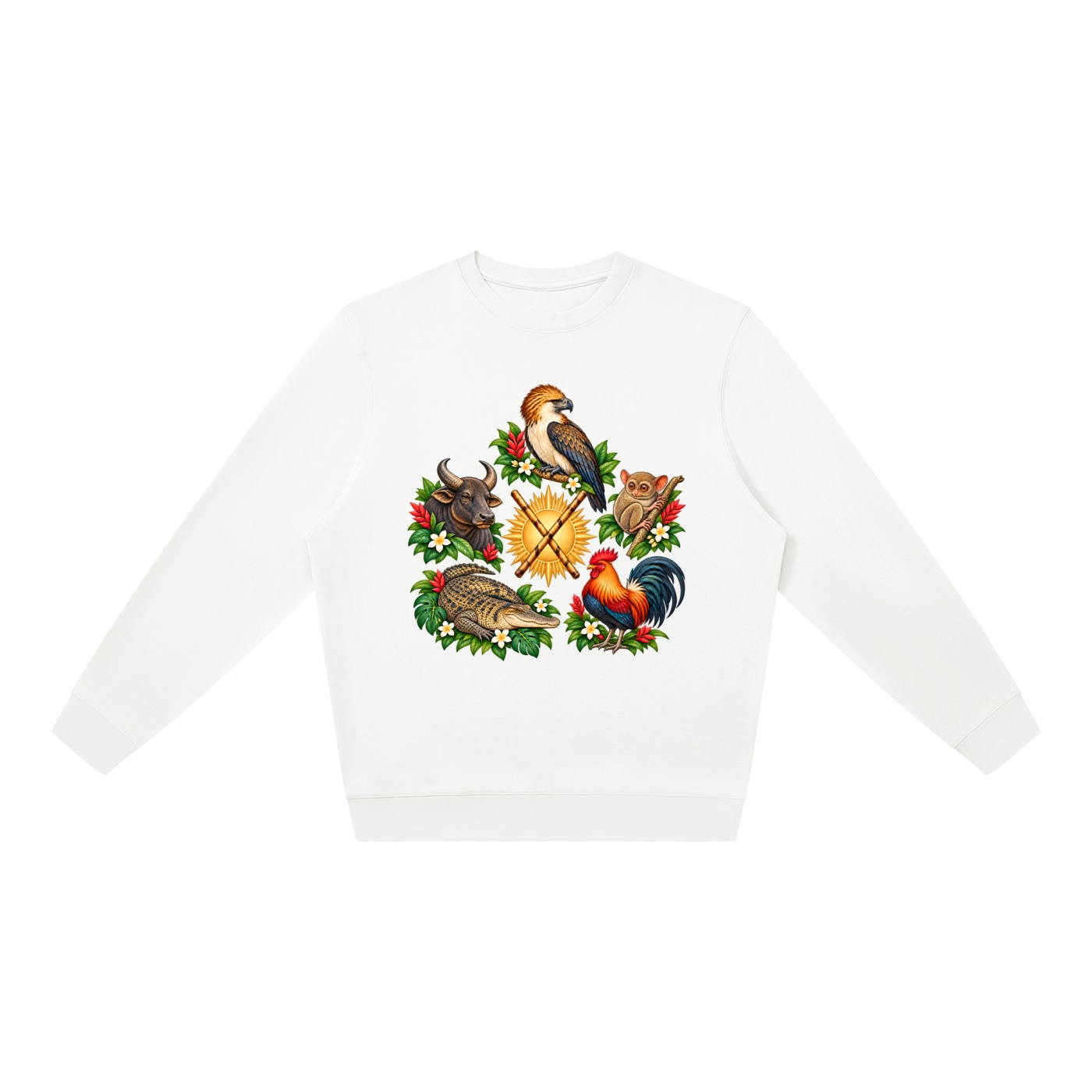 Philippinen A – Oversize-Sweatshirt, Freie Komposition in Weiß