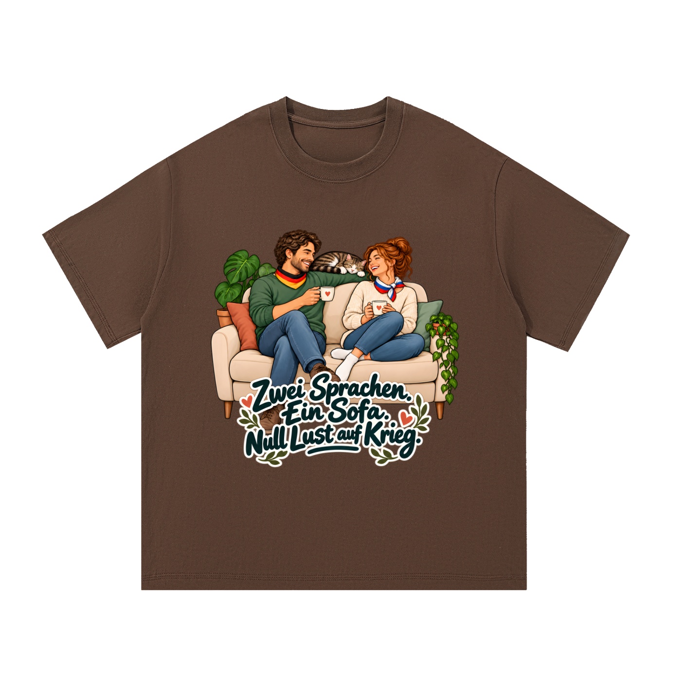 Zwei Sprachen. Ein Sofa. Null Lust auf Krieg. (Zwei Sprachen, ein Sofa) – T-Shirt · Motiv 2 – Bild 17