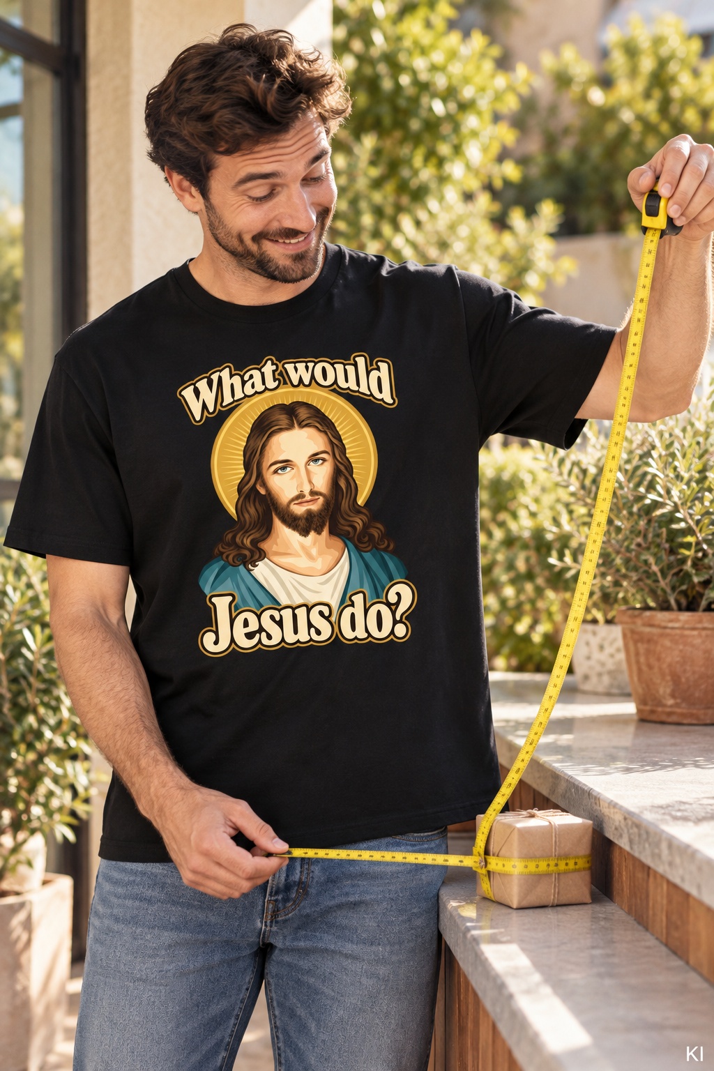 Was würde Jesus tun? Initiale-Stil (Variante 3) – T-Shirt – Bild 4
