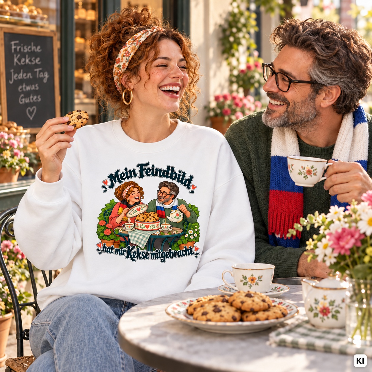 Mein Feindbild hat mir Kekse mitgebracht. (Kekse mitgebracht) – Sweatshirt · Motiv 3 – Bild 12
