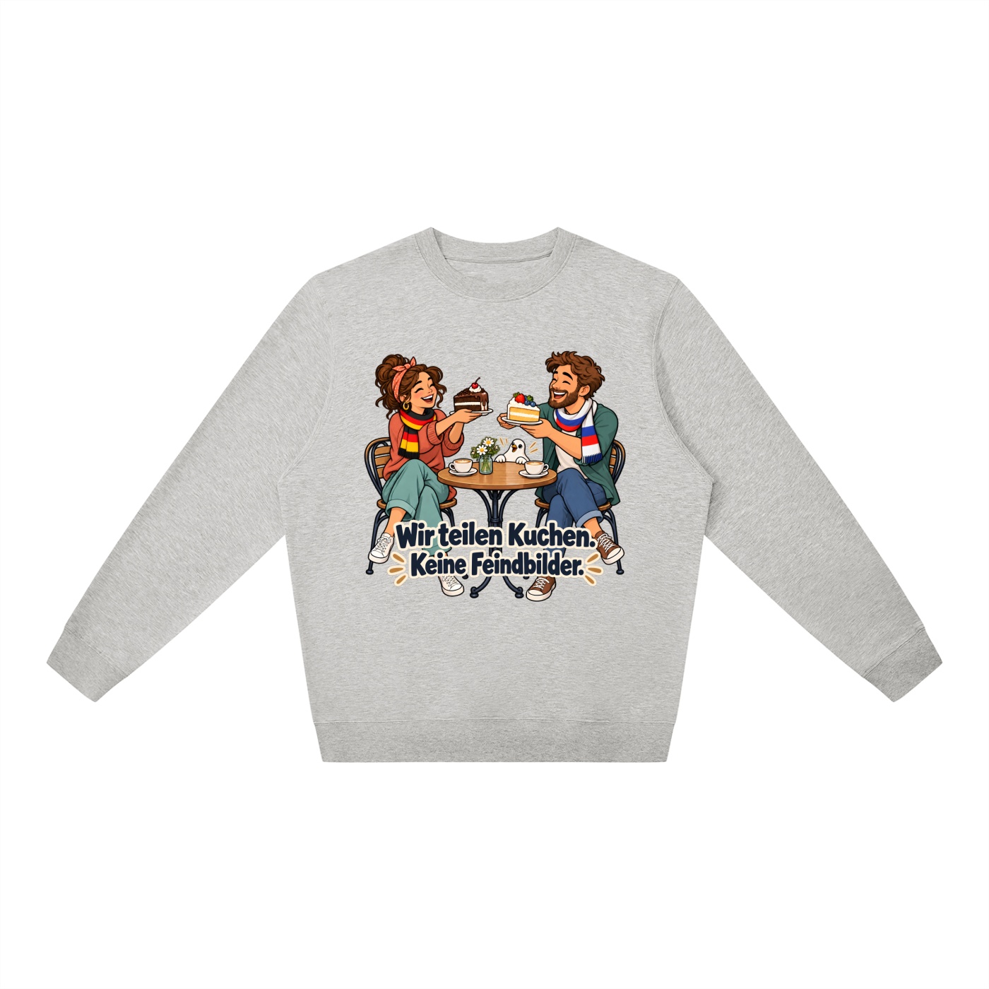 Wir teilen Kuchen. Keine Feindbilder. (Kuchen teilen) – Sweatshirt · Motiv 3 – Bild 5