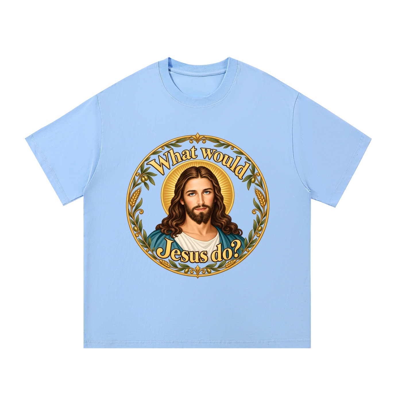 Was würde Jesus tun? Goldener Kranz (Variante 4) – T-Shirt – Bild 11