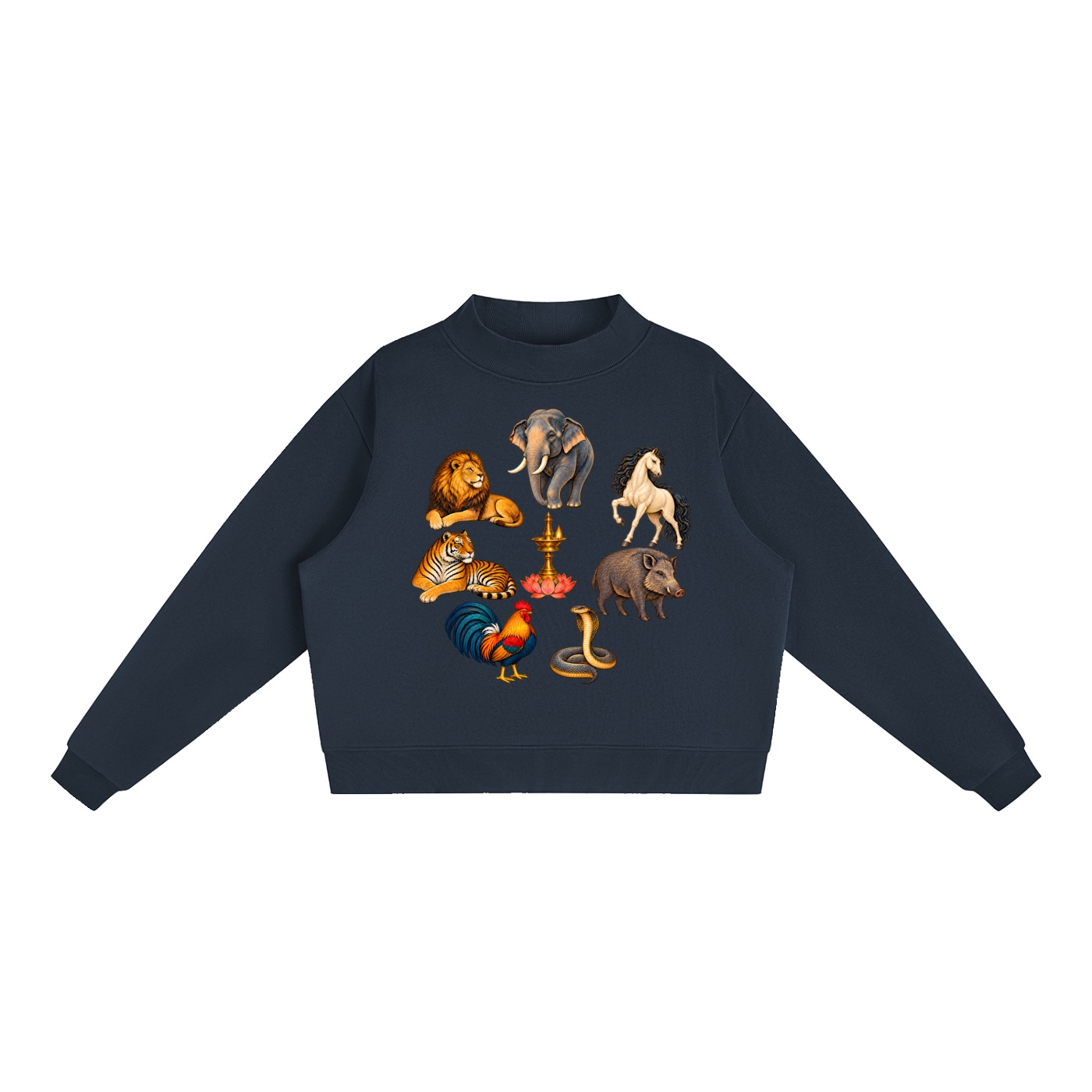 Kalari A – Damen-Fleece-Sweatshirt, Freie Komposition in Marineblau