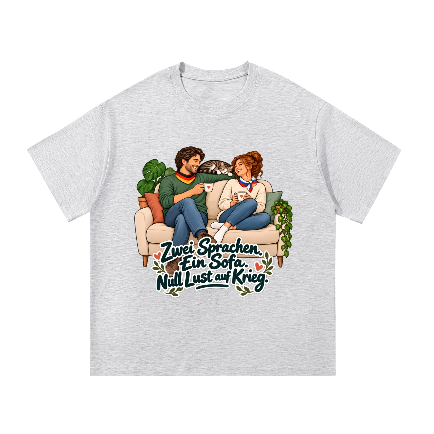 Zwei Sprachen. Ein Sofa. Null Lust auf Krieg. (Zwei Sprachen, ein Sofa) – T-Shirt · Motiv 2 – Bild 12