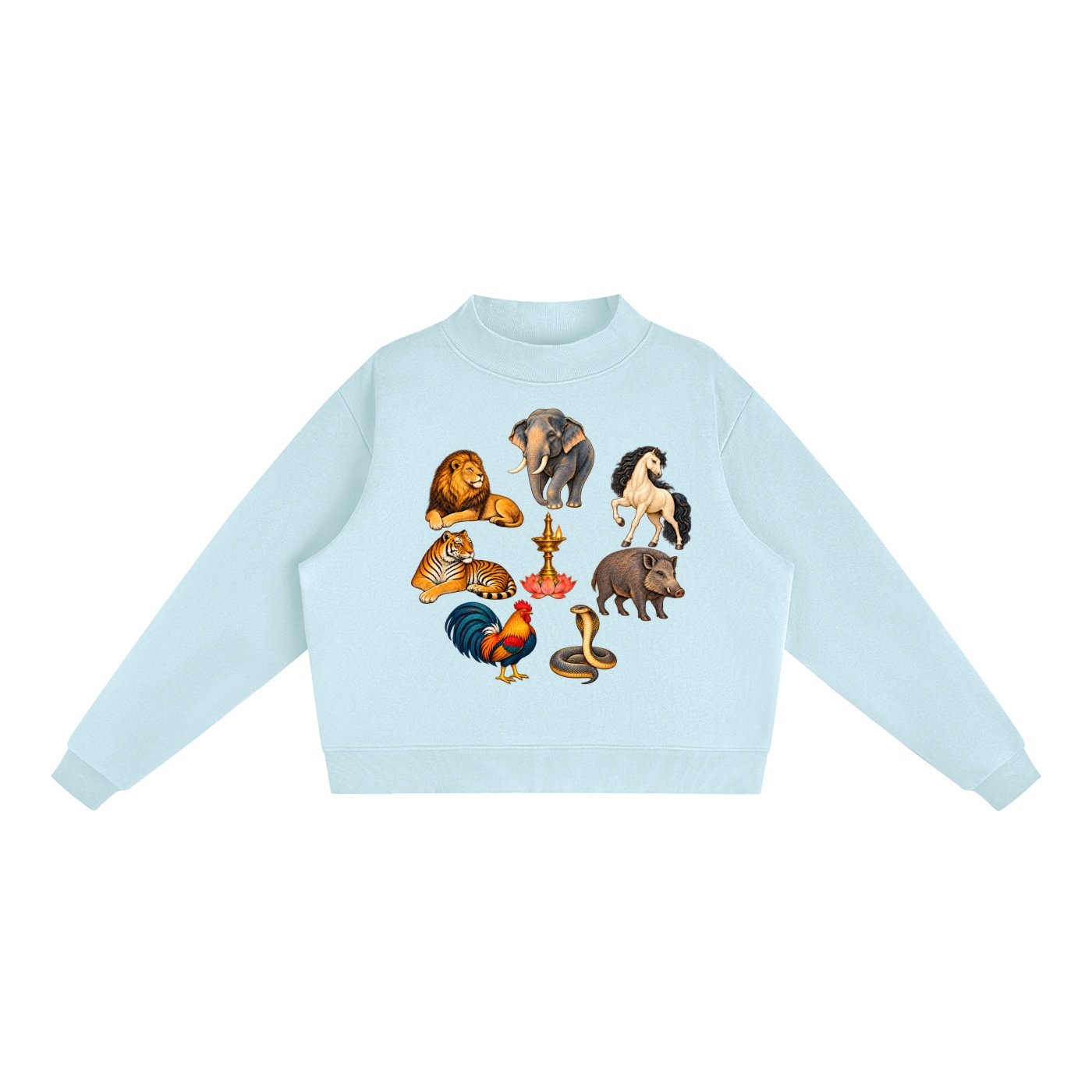 Kalari A – Damen-Fleece-Sweatshirt, Freie Komposition in Hellblau